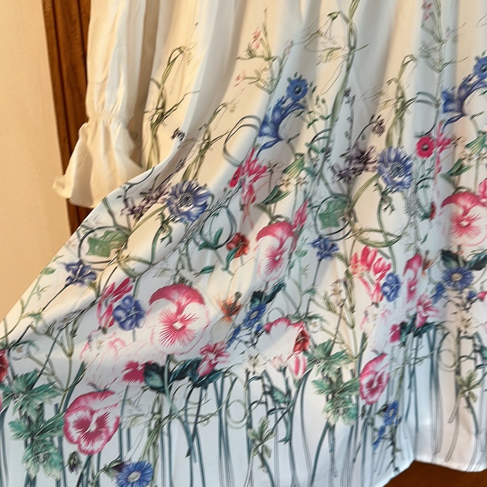 SHEIN plus size spring white dress with floral skirt, long sleeves, size 3XL - Picture 2 of 4